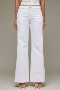 Ecru Pintuck Midrise Flare