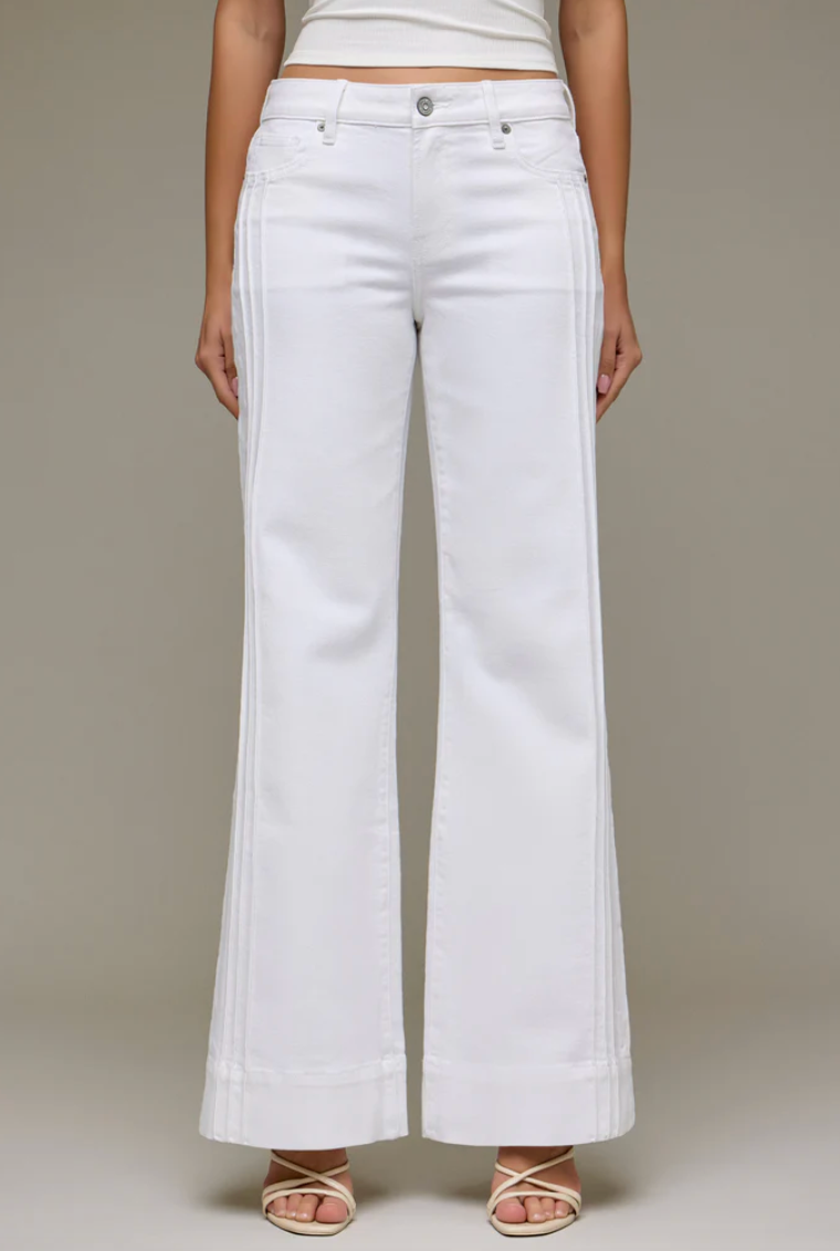 Ecru Pintuck Midrise Flare