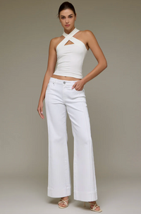 Ecru Pintuck Midrise Flare