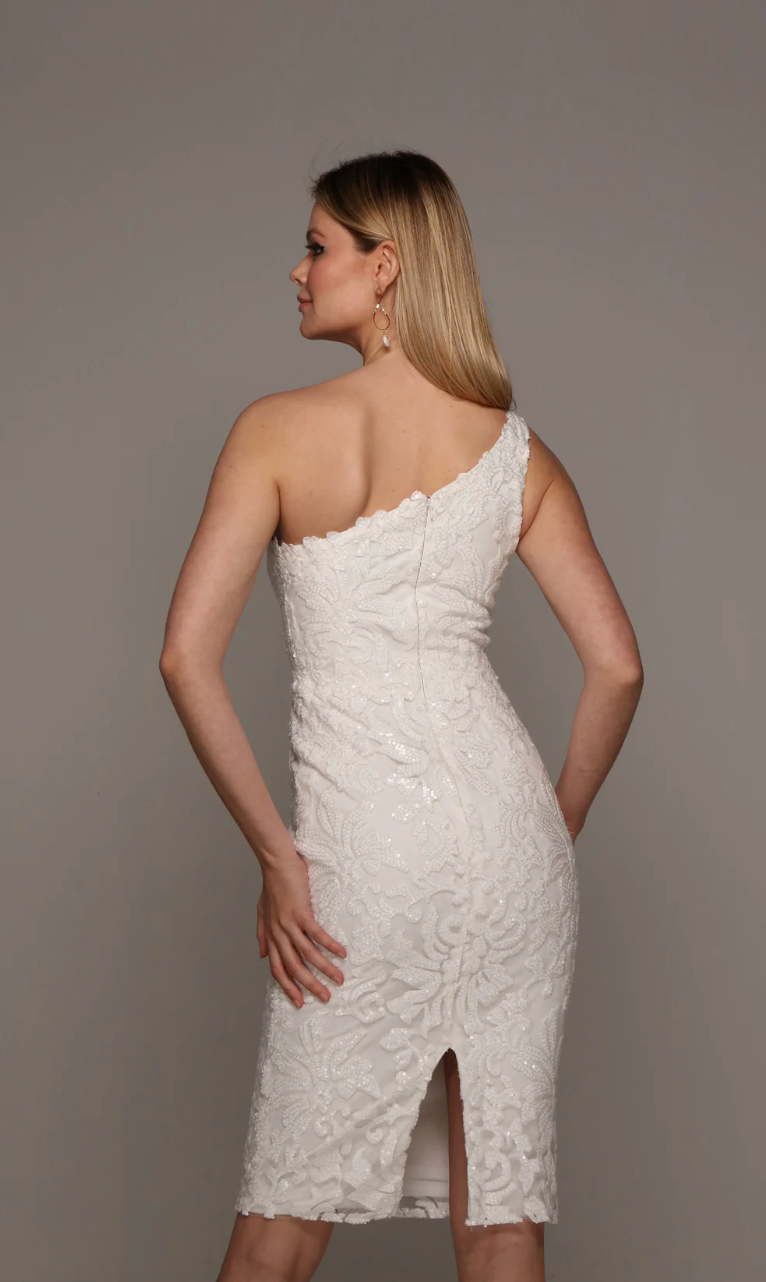 Sequin Fitted White Mini Dress