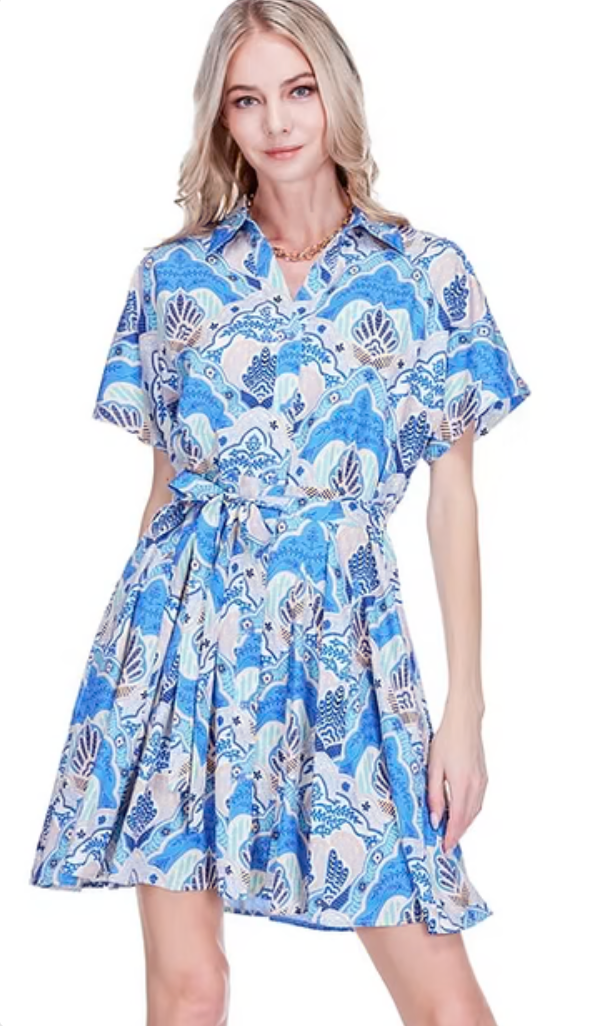 Indigo Oasis Flare Dress