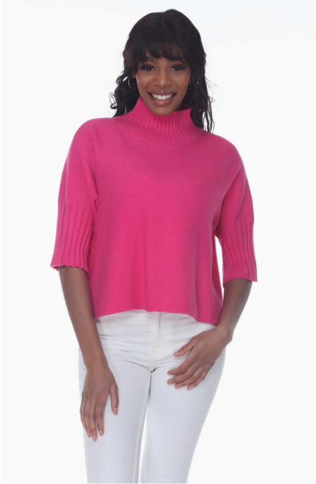 Super-soft Mock Neck Sweater - Fuchsia