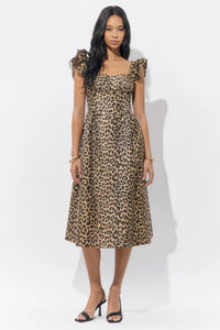Solene Leopard Print Midi Dress