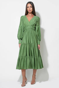 Zinnia Surplice Tiered Midi Dress