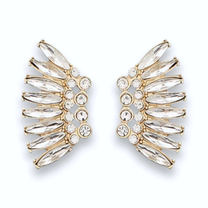 Gold Crystal Marquis Wing Earrings