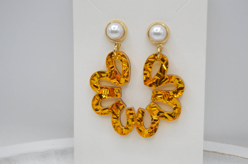 Gold Leaf Acrylic Earrings