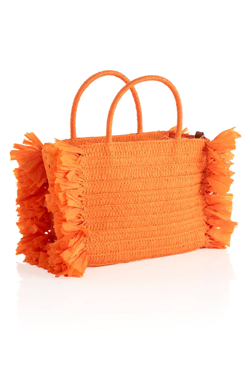 Orange Sarah Raffia Tote