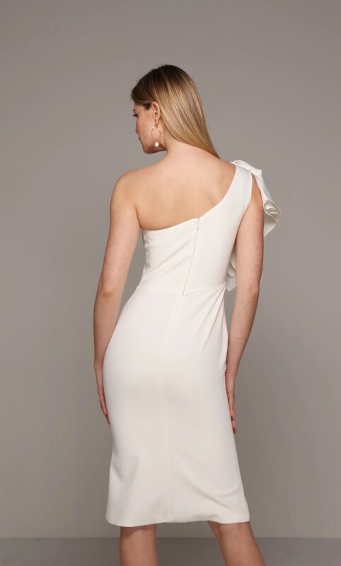 White One Shoulder Midi Dress | AP-70005