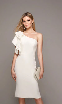 White One Shoulder Midi Dress | AP-70005