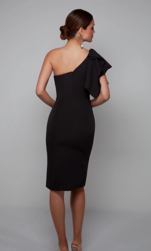Black One Shoulder Midi Dress | AP-70005