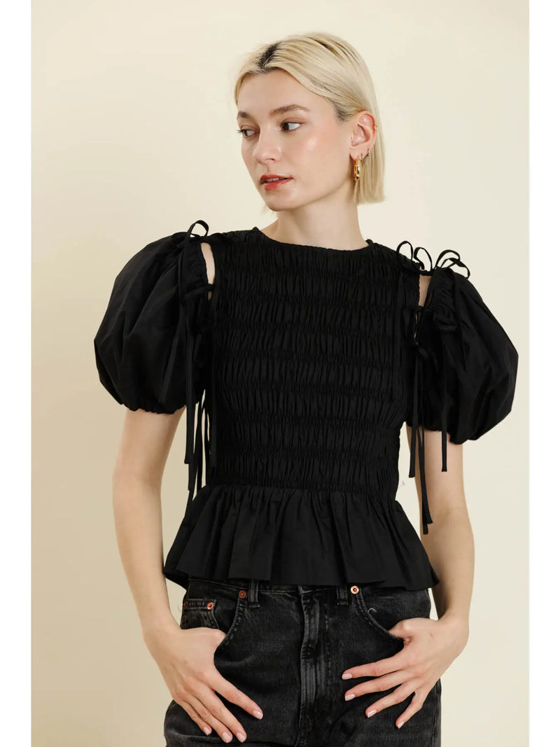 Detachable Sleeve Peplum Top