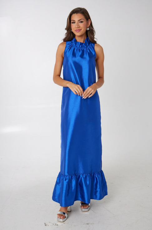 Camille Gown Cobalt Dupioni