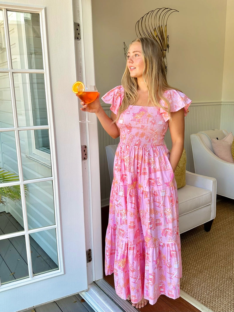 Sunset Toile Smocked Dress