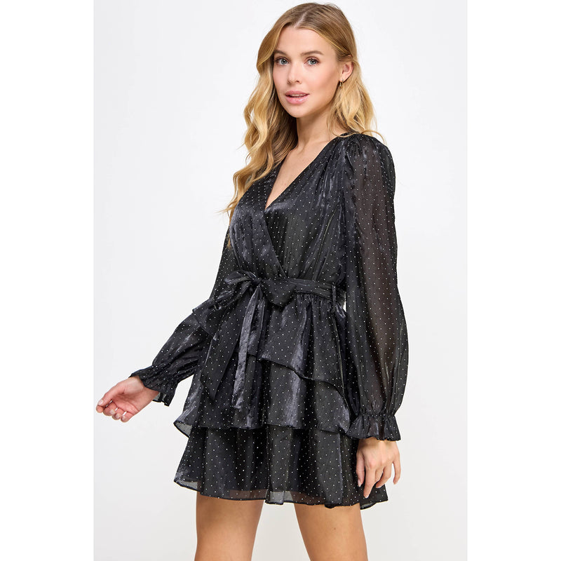 Karma Studded Shimmer Organza Mini Dress