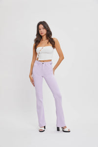 Lavender Mid-Rise Flare Jean