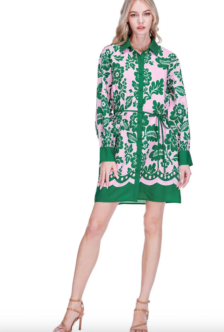 Jade Petals Shirtdress