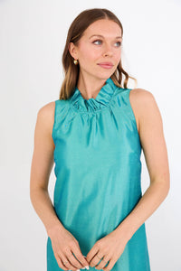 Camille Gown in Teal Dupioni