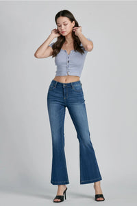 Dark Mid-Rise Flare Jean