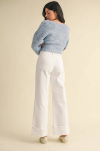 Optic White Cuffed Palazzo Jean