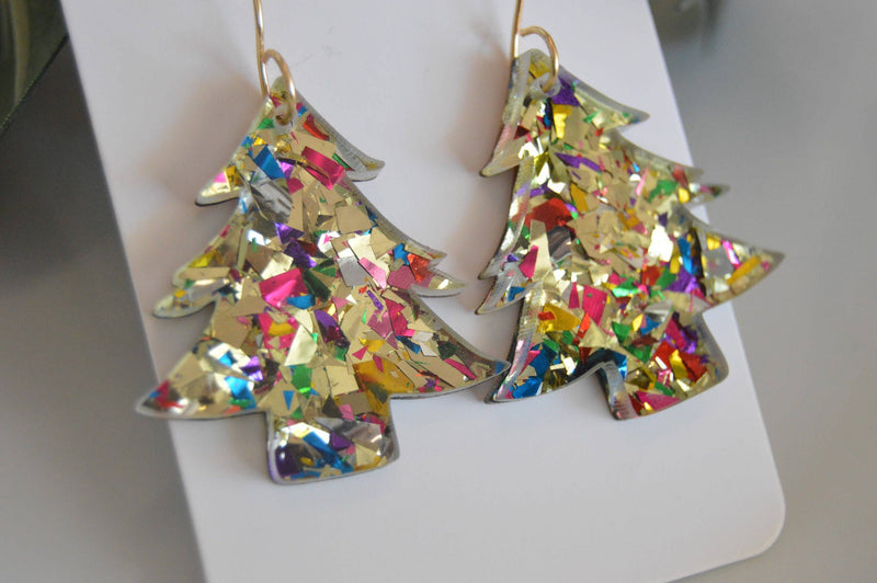 Christmas Tree Confetti Earrings