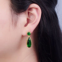 Green Teardrop Stud Earrings