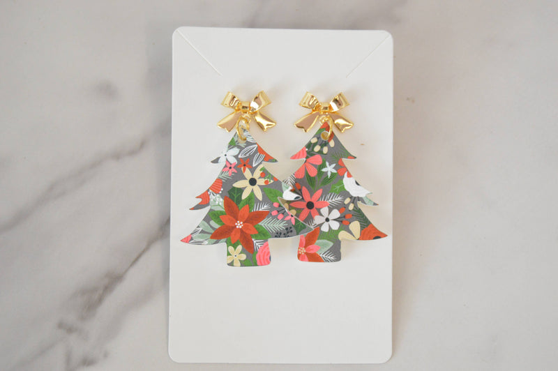 Floral Christmas Tree Earrings