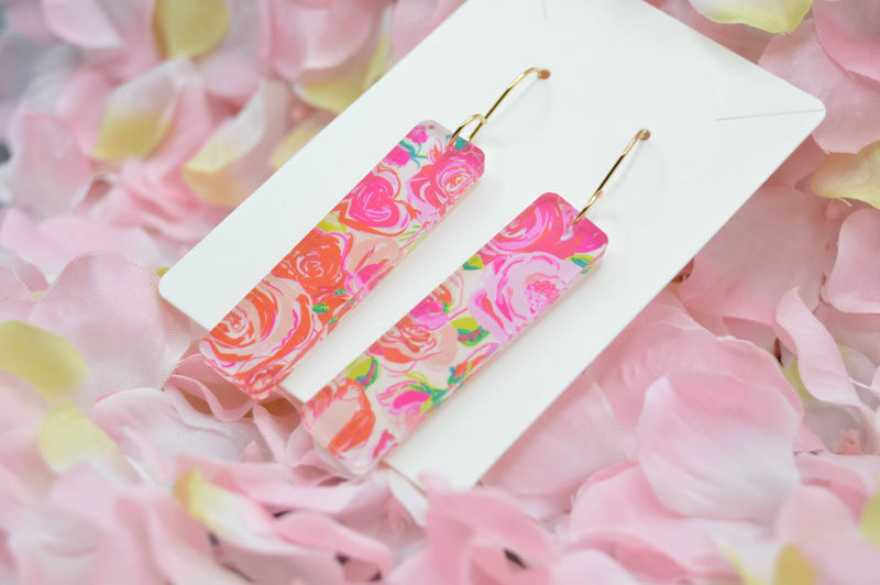 Floral Heart Bar Earrings