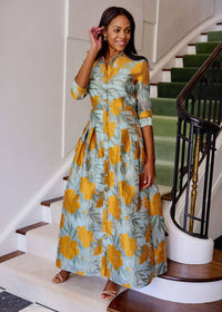 Cecilia Gown Orange Pansy Vine Organza
