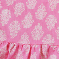 Pink & White Block Print Smocked Dress