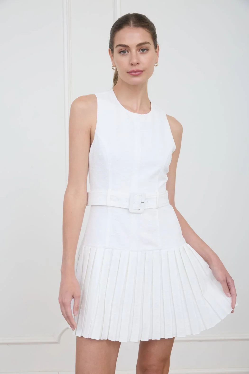 Drop Waist Pleated Mini Dress