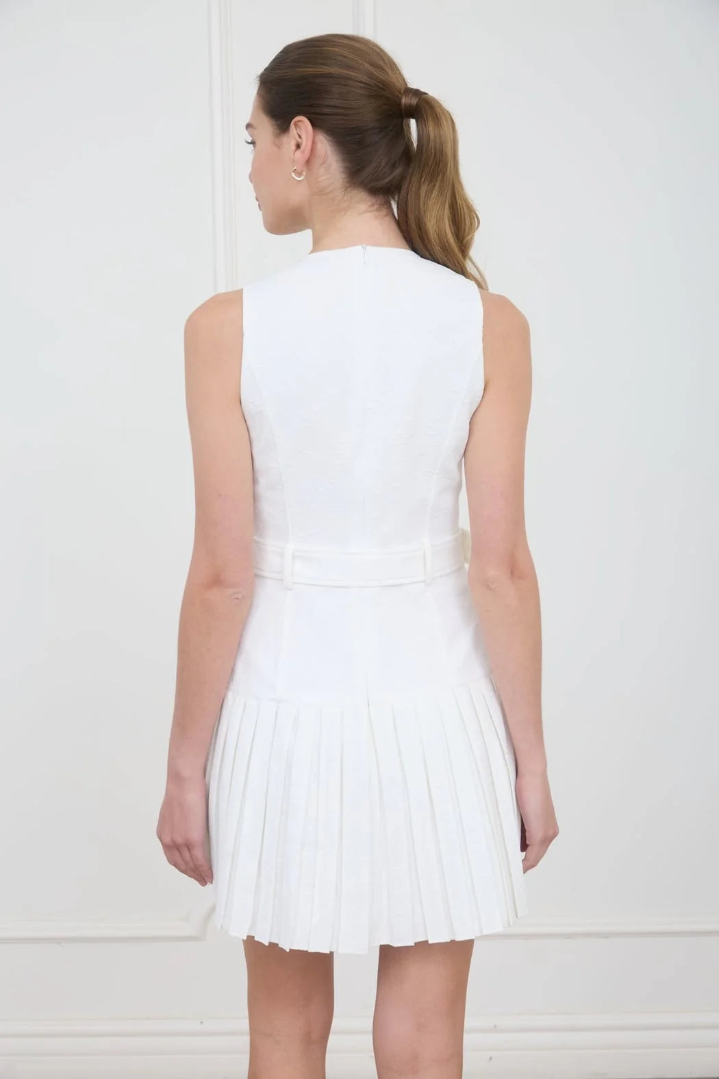 Drop Waist Pleated Mini Dress