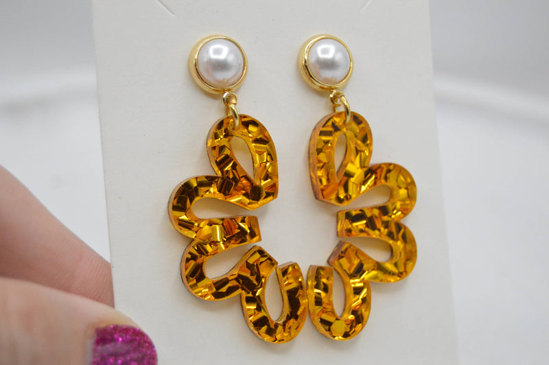 Gold Leaf Acrylic Earrings