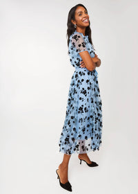 Sue Skirt Blue Floral Velvet Tulle