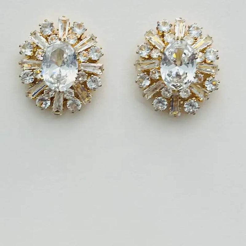 Crystal Burst Studs - Gold