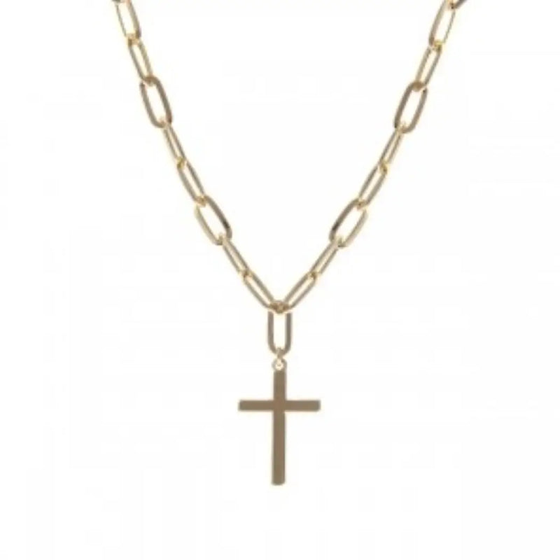 Cross Charm Pendant Necklace in Gold