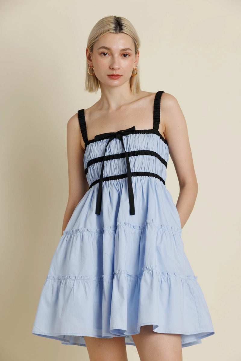 Contract Trim Mini Dress