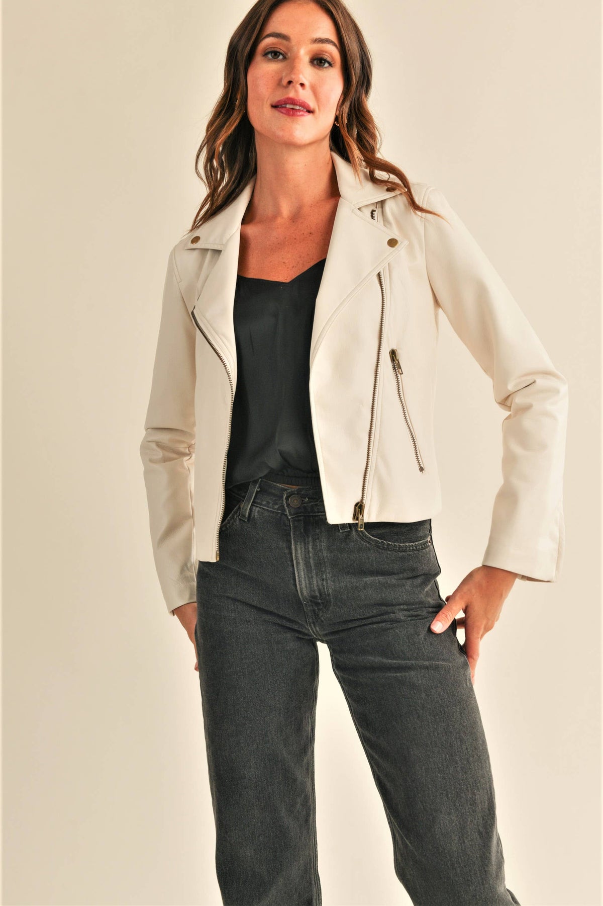 Juno Faux Leather Biker Jacket