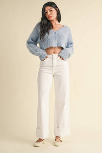 Optic White Cuffed Palazzo Jean
