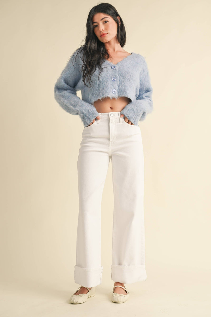 Optic White Cuffed Palazzo Jean