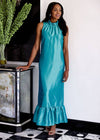 Camille Gown in Teal Dupioni