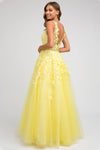 Floral Applique Ballgown | Yellow