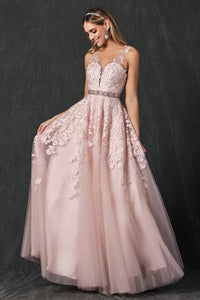 Floral Applique Ballgown | Blush