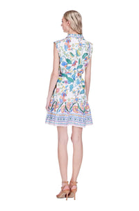 Festive Florals Front Placket Shirt Dress