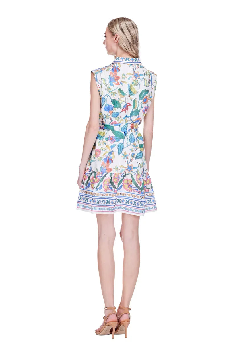Festive Florals Front Placket Shirt Dress