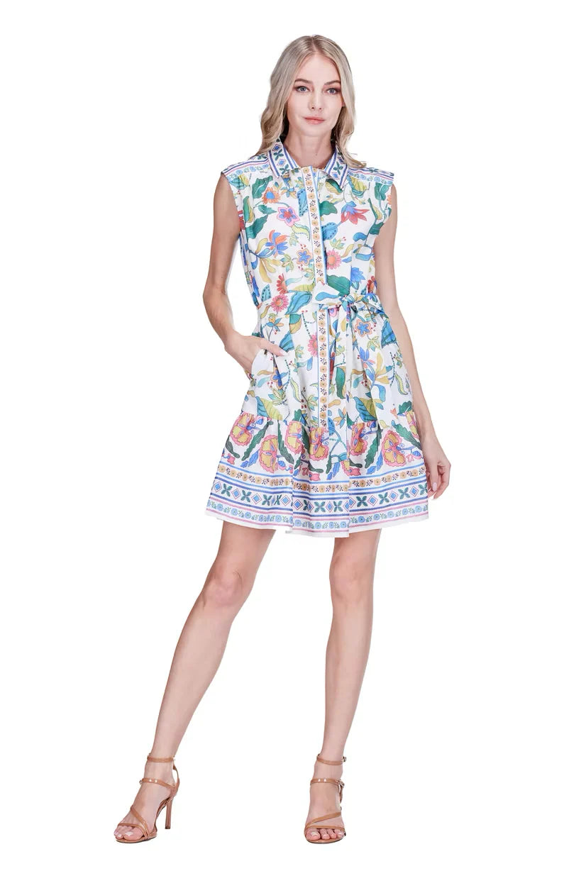 Festive Florals Front Placket Shirt Dress