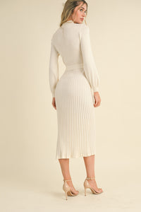 Ribbed Ivory Sweater Dress