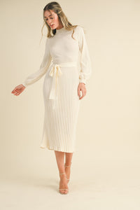 Ribbed Ivory Sweater Dress