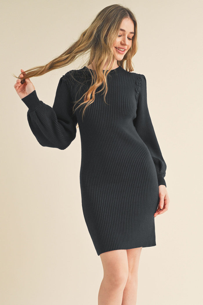 Cable Knit Detail Mini Dress