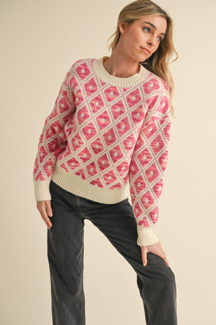 Pink Diamond Knit Sweater