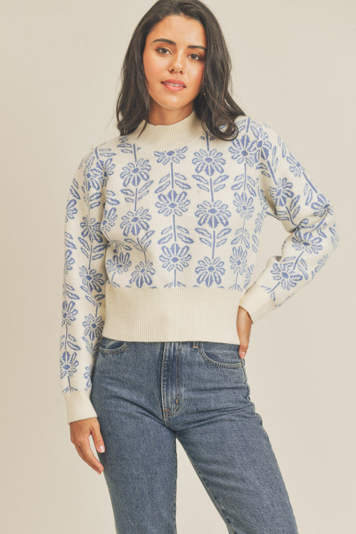 Daisy Crewneck Sweater - Blue